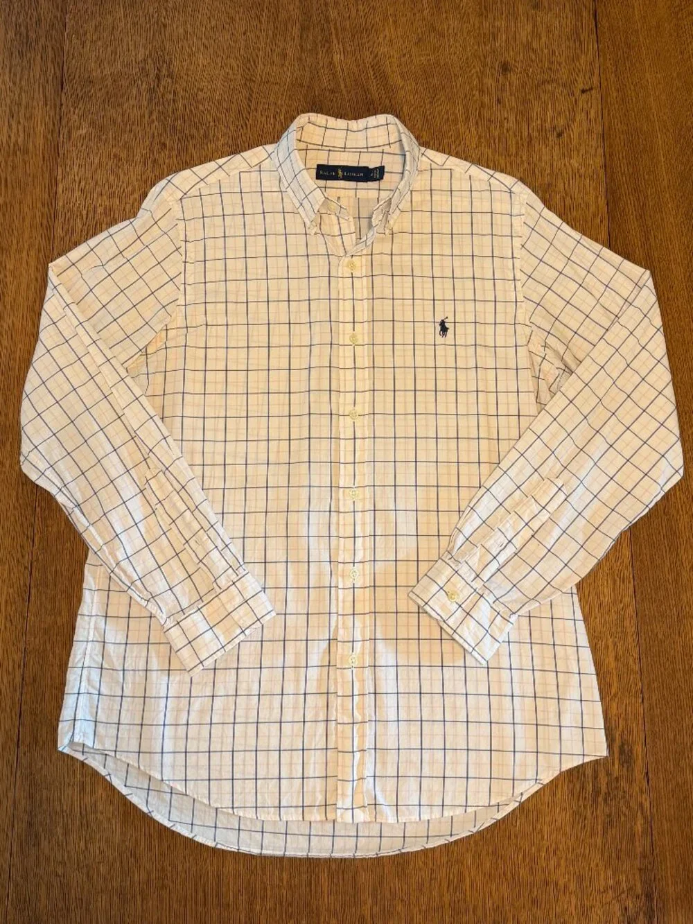 Polo Ralph Lauren Men's Plaid Dress Shirt - Medium, White/Blue/Pink